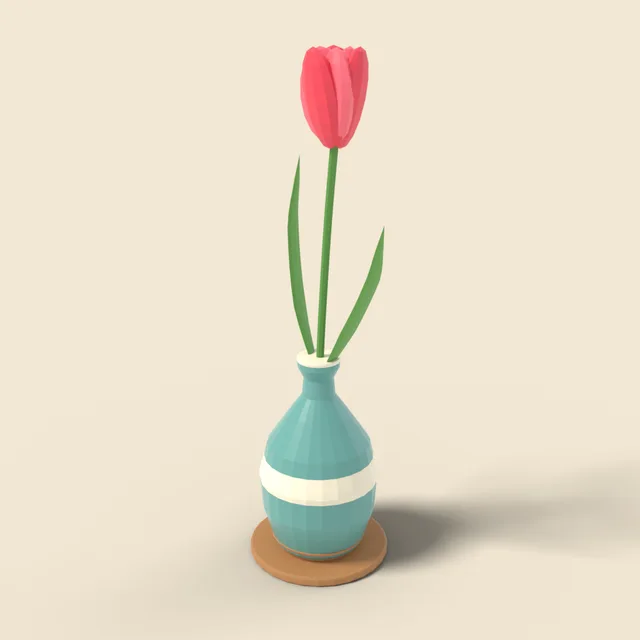 Ceramic bud vase with single tulip