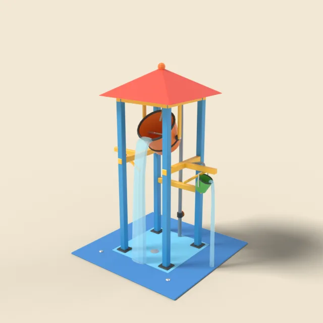Tipping water bucket tower