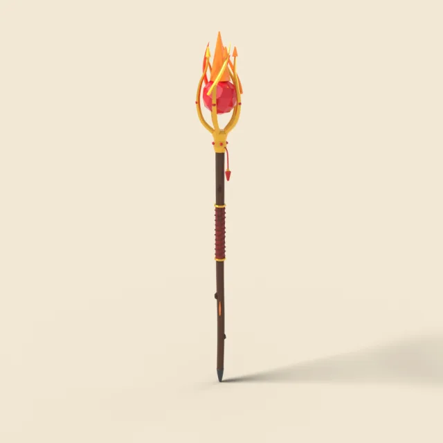 Fire mage staff with ruby orb