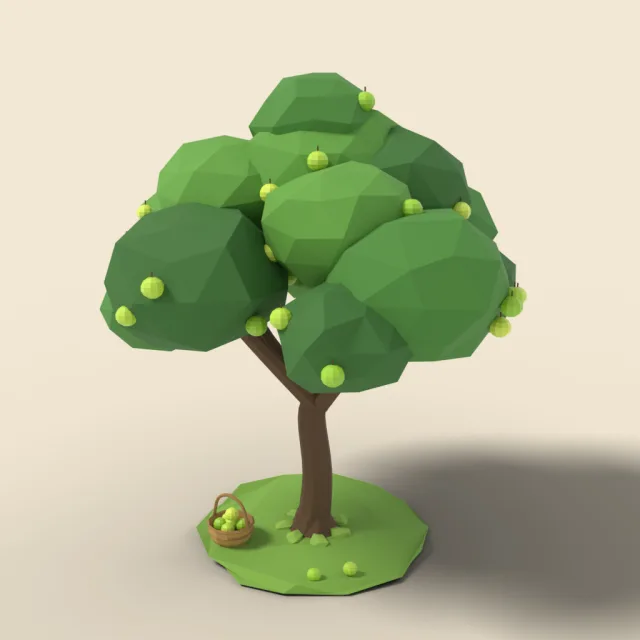 Apple tree with green apples