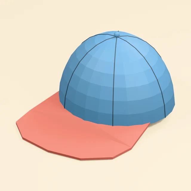 Panelled baseball cap with hollow crown and curved visor