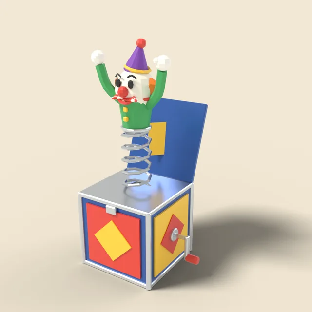 Clown jack-in-the-box in tin