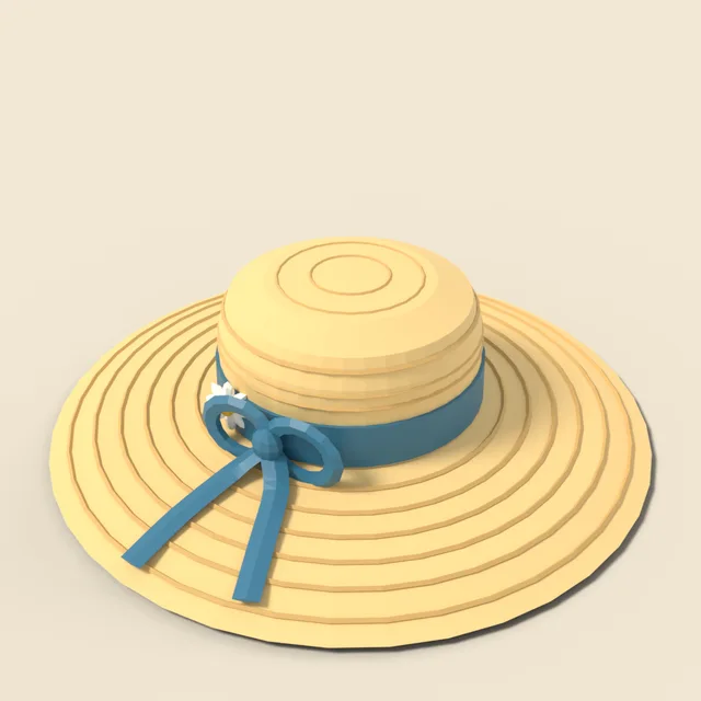 Wide-brim straw sun hat with ribbon