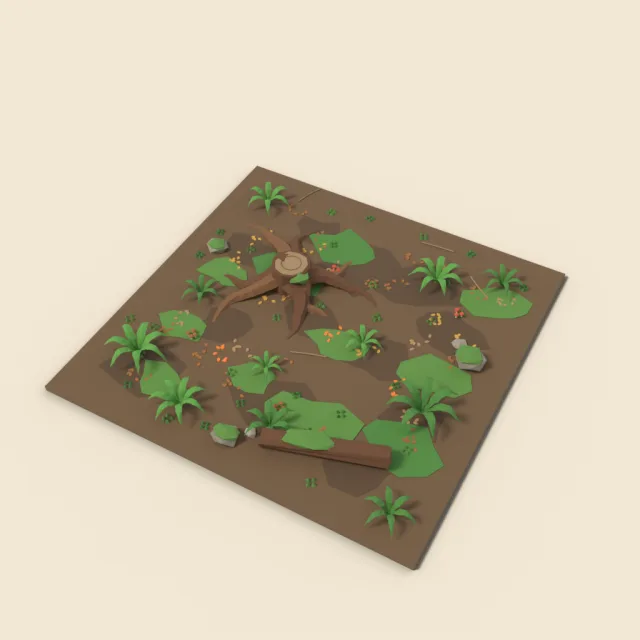 Forest floor tile with roots and ferns