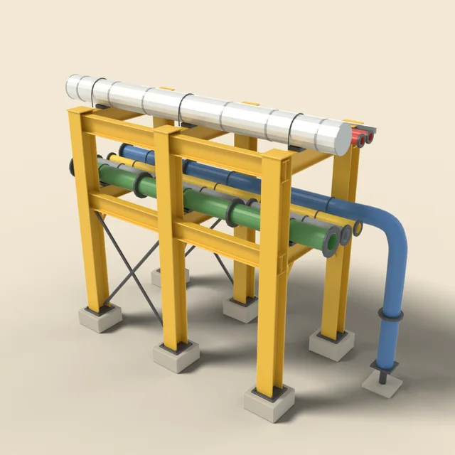 Pipe rack with pipes