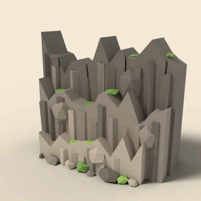 Jagged cliff face section