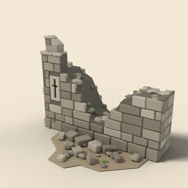 Ruined town wall section