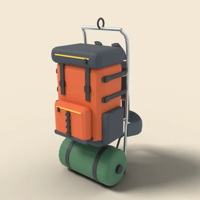 Large hiking backpack with frame