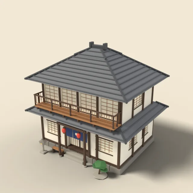 Two-storey ryokan with balcony