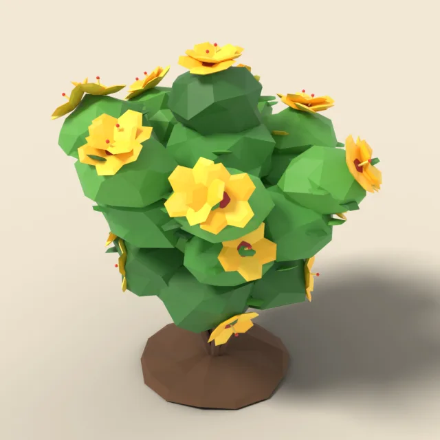Yellow hibiscus bush
