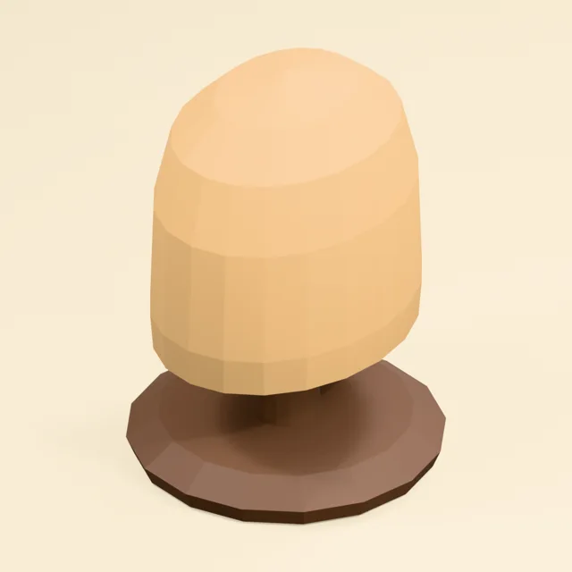 Oval wooden millinery crown block on a raised turning stand