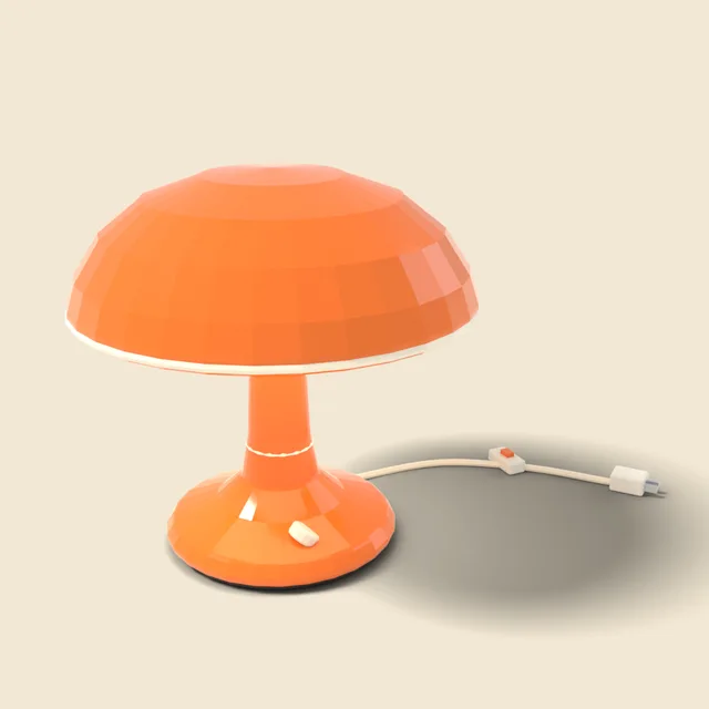 Mushroom table lamp in glossy orange
