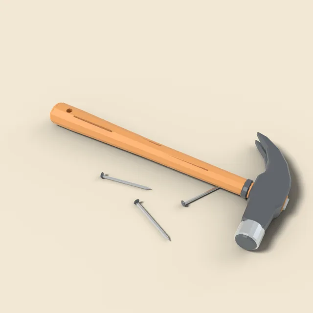Claw hammer with wooden handle