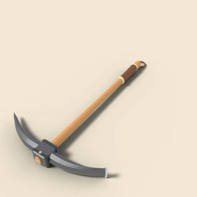 Iron pickaxe with wooden handle