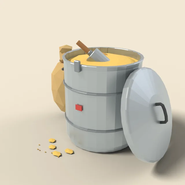 Feed bin with scoop