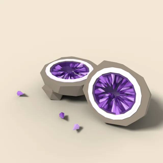 Amethyst geode split in half