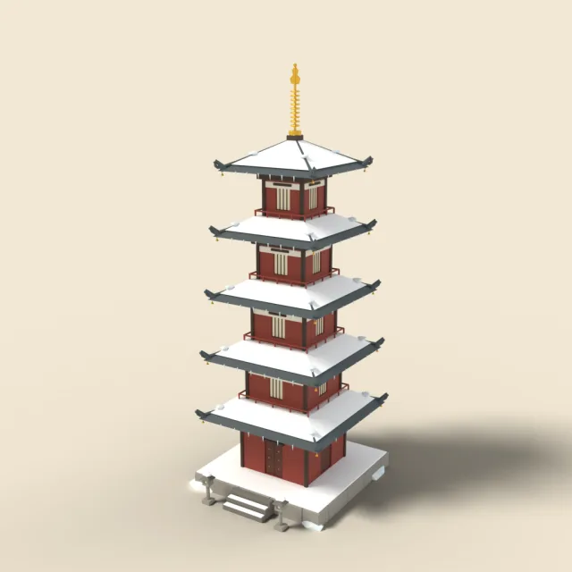 Snowy five-storey pagoda
