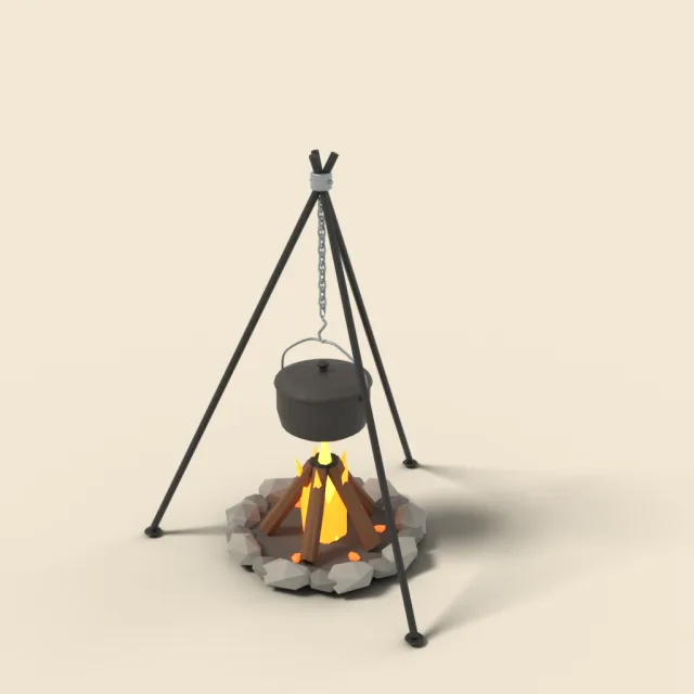 Campfire tripod with hanging pot