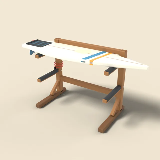Surfboard on rack