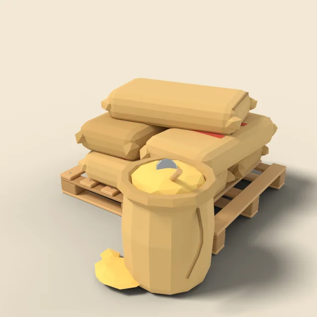 Sacks of grain on pallet