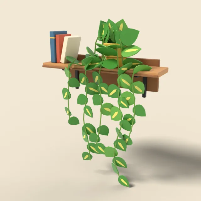 Pothos vine on shelf edge