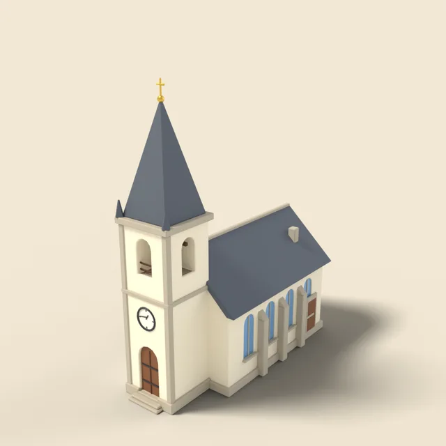 Village church with steeple
