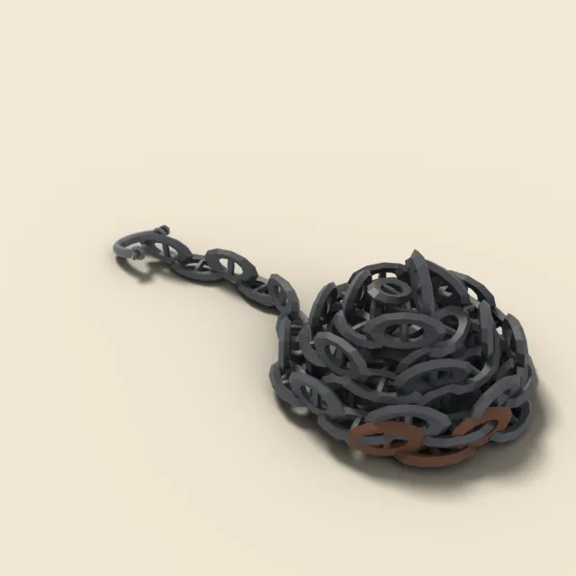Heavy iron anchor chain pile