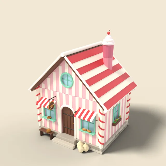 Candy-striped fairy-tale bakery