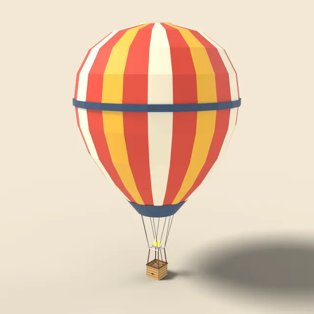 Hot air balloon with wicker basket