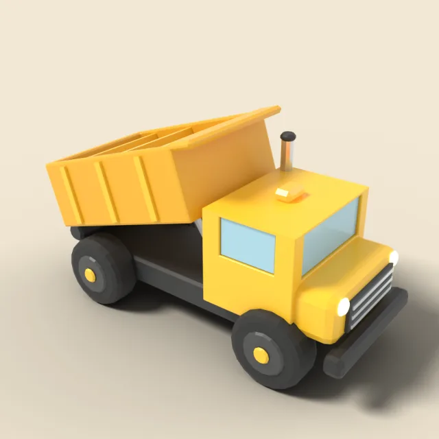 Toy dump truck in yellow