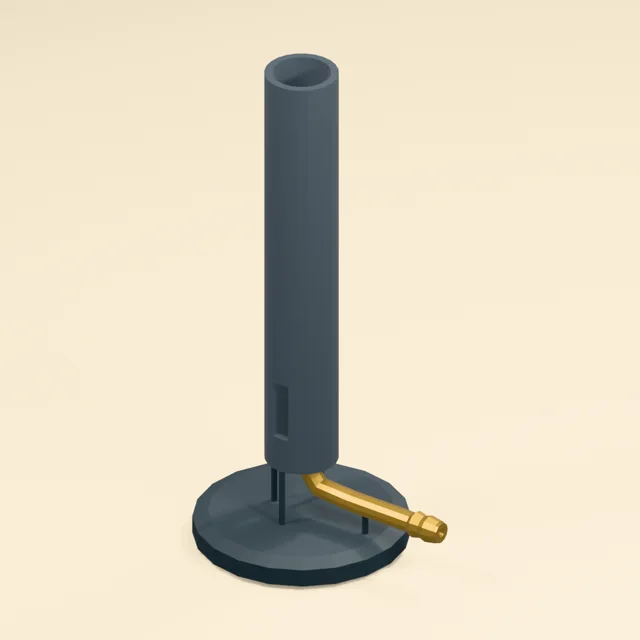 Laboratory Bunsen burner with open mixing tube and hollow gas jet