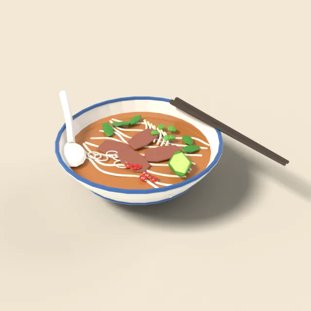 Bowl of pho with herbs