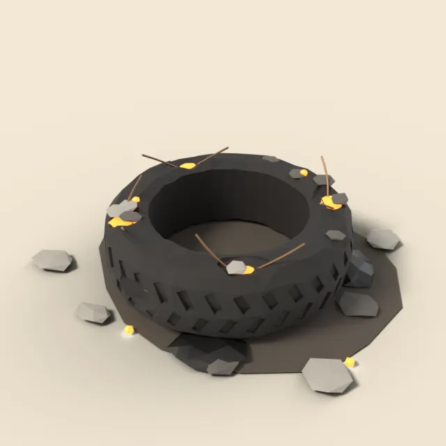 Burnt car tire