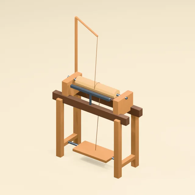 Spring-pole treadle lathe