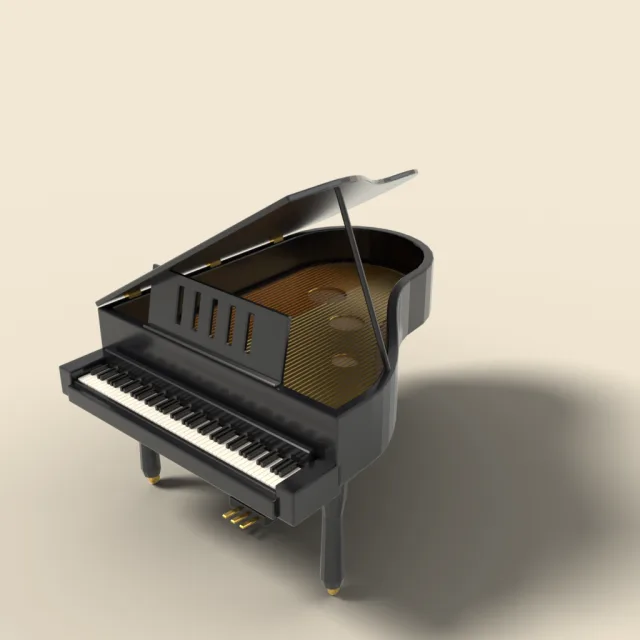 Grand piano with open lid