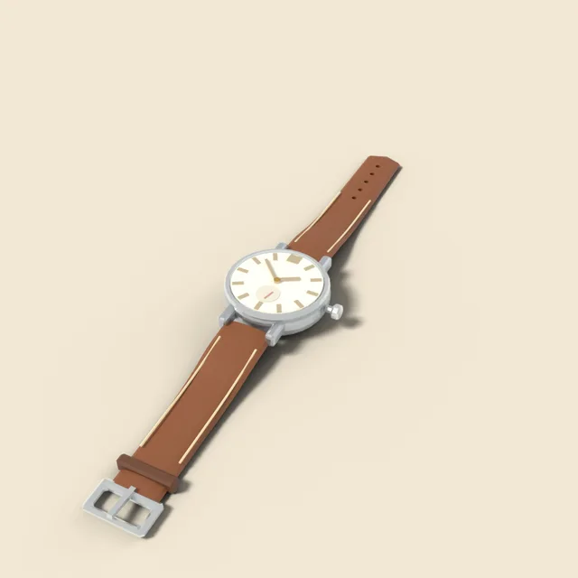 Wristwatch with leather strap