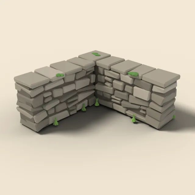 Low dry-stone wall corner