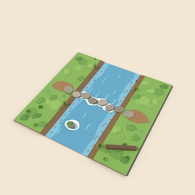 Shallow stream with stepping stones tile