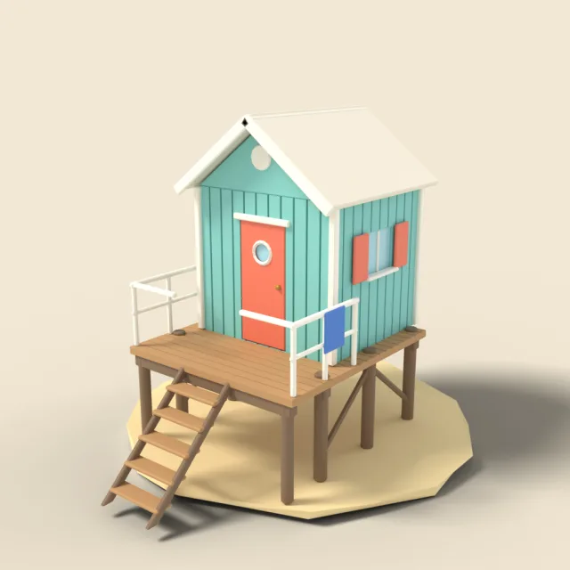 Beach hut on stilts