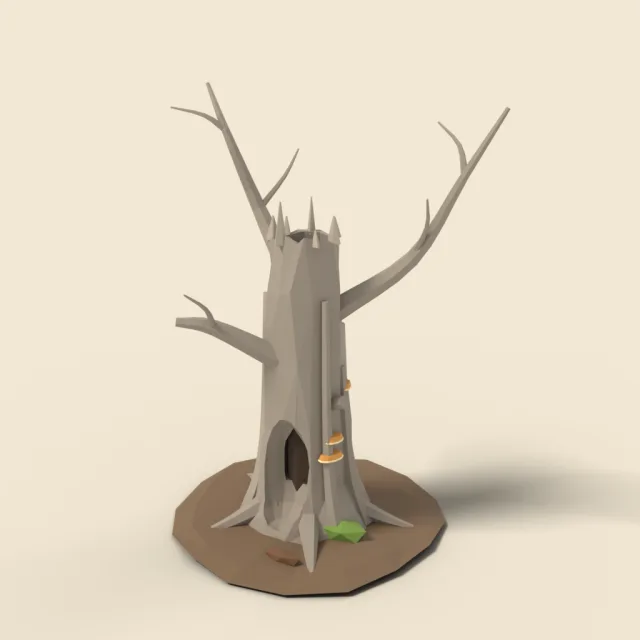Dead tree with hollow trunk