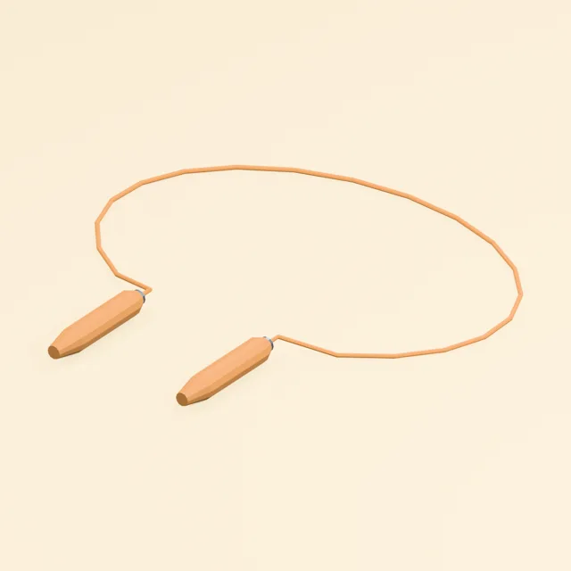 Skipping rope with turned wooden handles