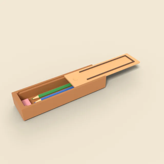 Wooden pencil case with sliding lid