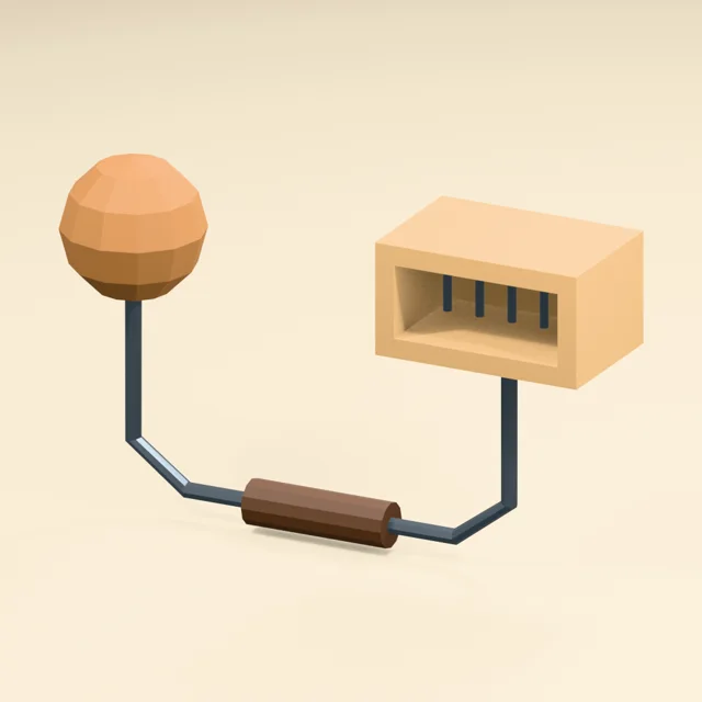 Vibraslap with wooden striking ball and open resonator box