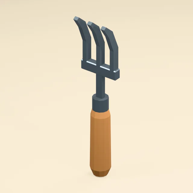 Three-tine hand cultivating fork