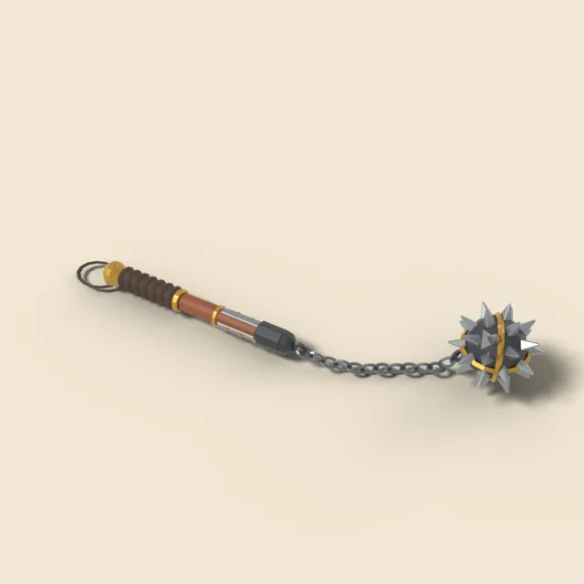Ball and chain flail with wooden handle