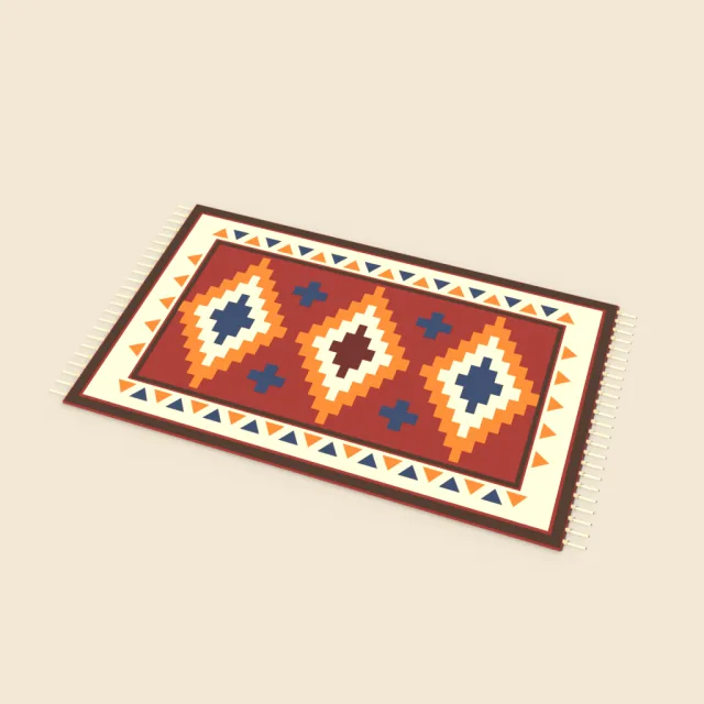 Kilim rug with orange stepped diamonds