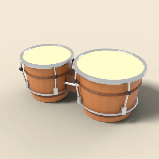 Pair of wooden bongo drums