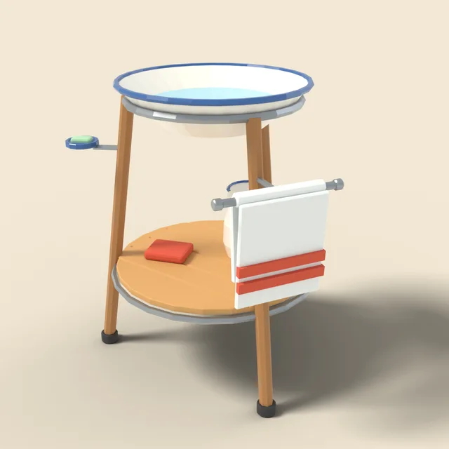 Camp washing basin on stand