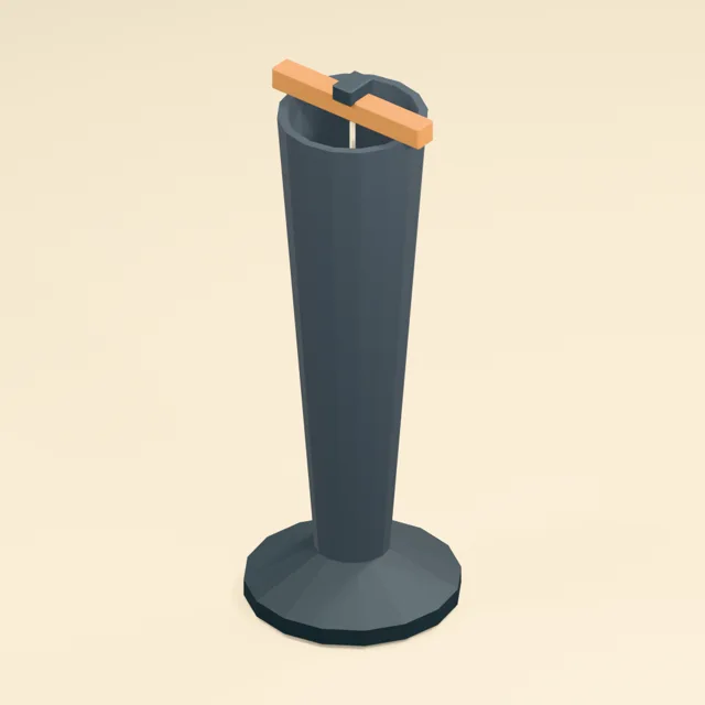Open taper candle mold with wick keeper and drain plug