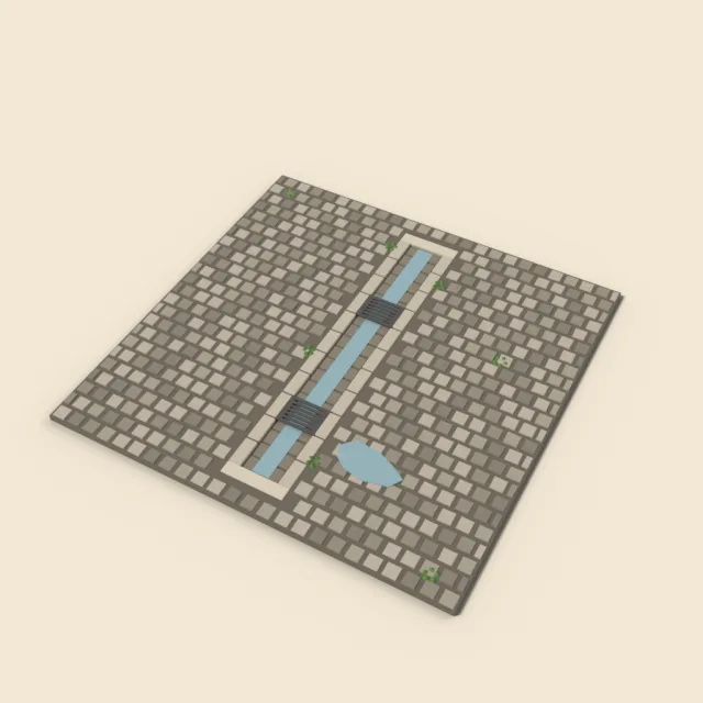 Cobblestone plaza tile with drain channel